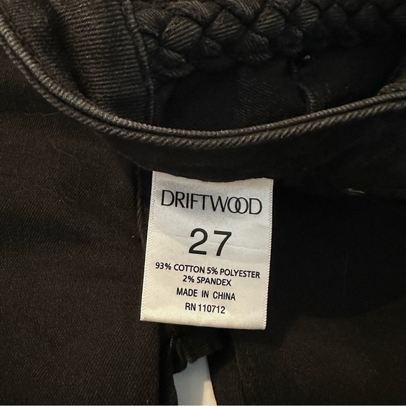 Driftwood Braided Side Jackie Skinny Raw Hem Black Jeans - 27 - Picture 8 of 15